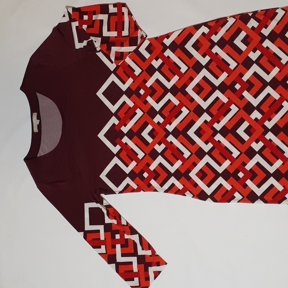 BANANA Republic Womens Dress Shift Red Maroon Geometric Dopamine Stretchy Medium - Picture 2 of 15
